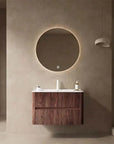 30/36" X 18" X 20" Modern Wall-Mounted Bathroom Vanity with Sink and Storage - Pre-Assembled Retro Walnut color: White + Deep Walnut