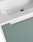 Hidden handle detail of mint green 36 bathroom vanity sink | Ace Decor