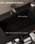 30" x 20" x 22" Modern Wall-Mounted Bathroom Vanity with Sink & Storage color: Black + Dark Walnut