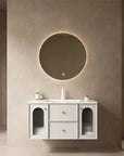 36/47" x 20" x 21" Modern Wall-Mounted Bathroom Vanity with Terrazzo Top and Ceramic Sink color: Matte White+Grayish