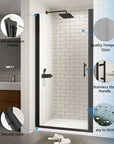 ACE DECOR pivot Shower door for small Bathroom color:Matte Black