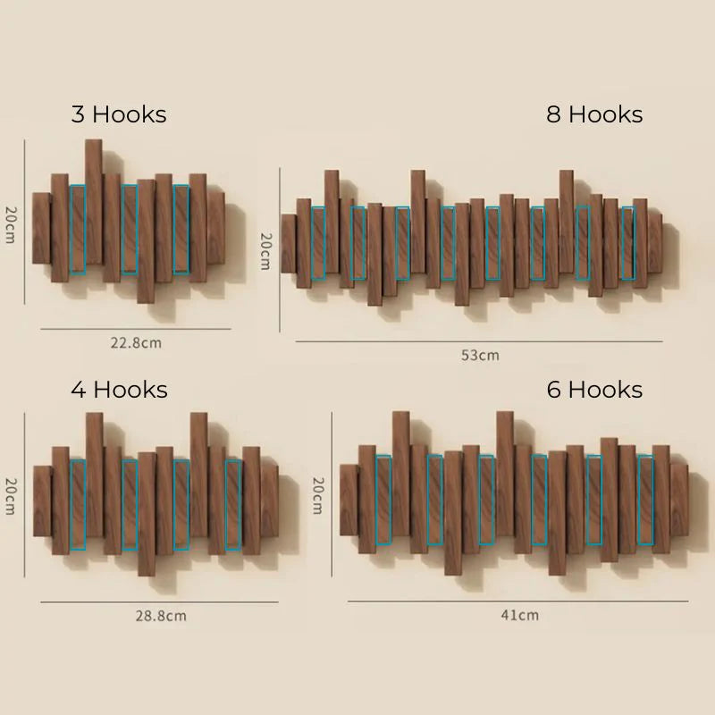 Éclat 6-Hook Piano Key Wood Wall-Mounted Hanger