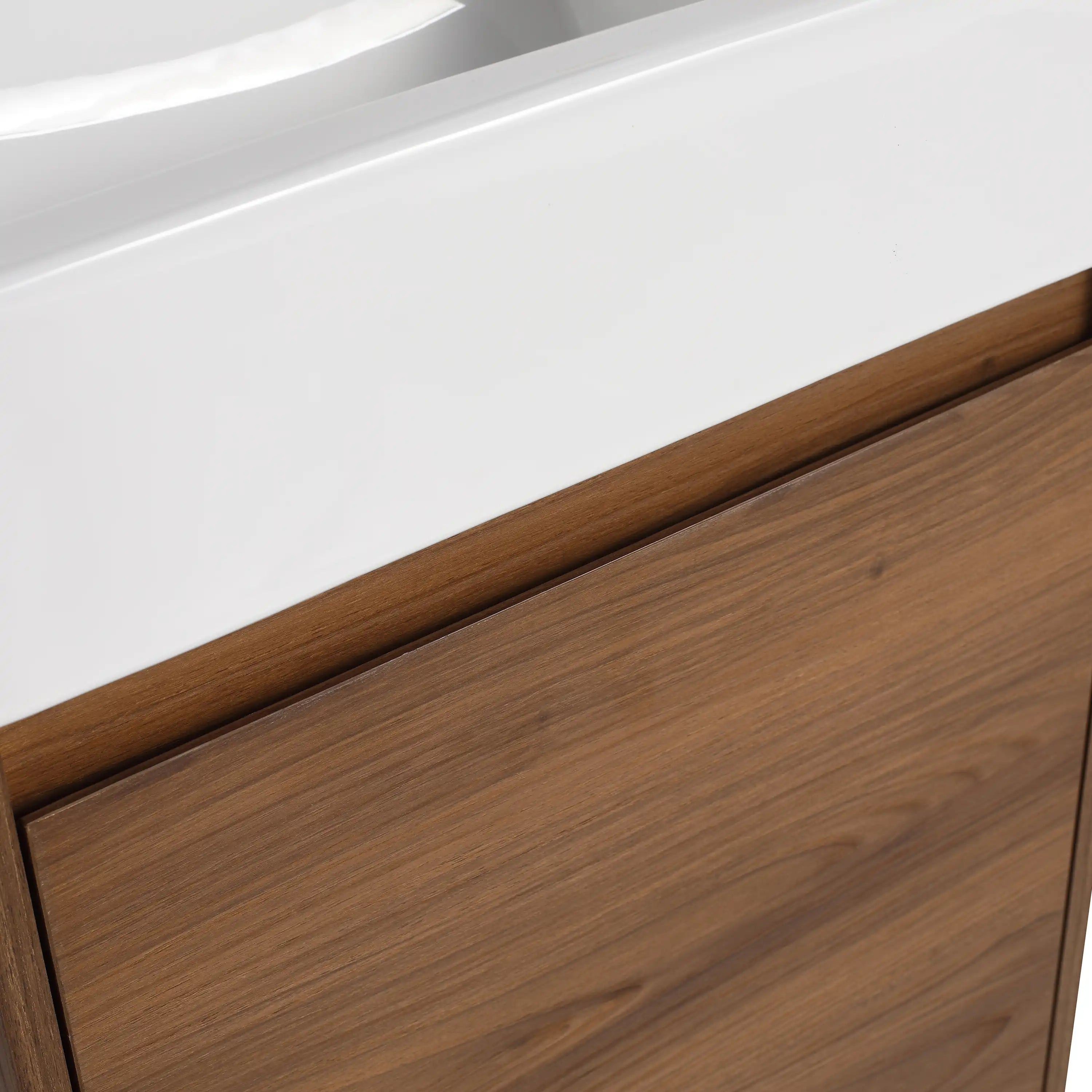 Elmora Series 18" small bathroom vanity with sink with sleek hidden handle design.