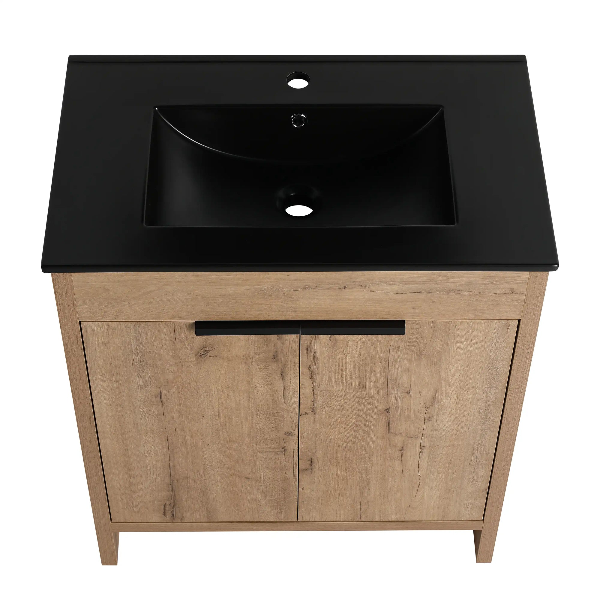 Havenoak Series 30" Imitative Oak Freestanding Bathroom Vanity with Black Integrated Sink
