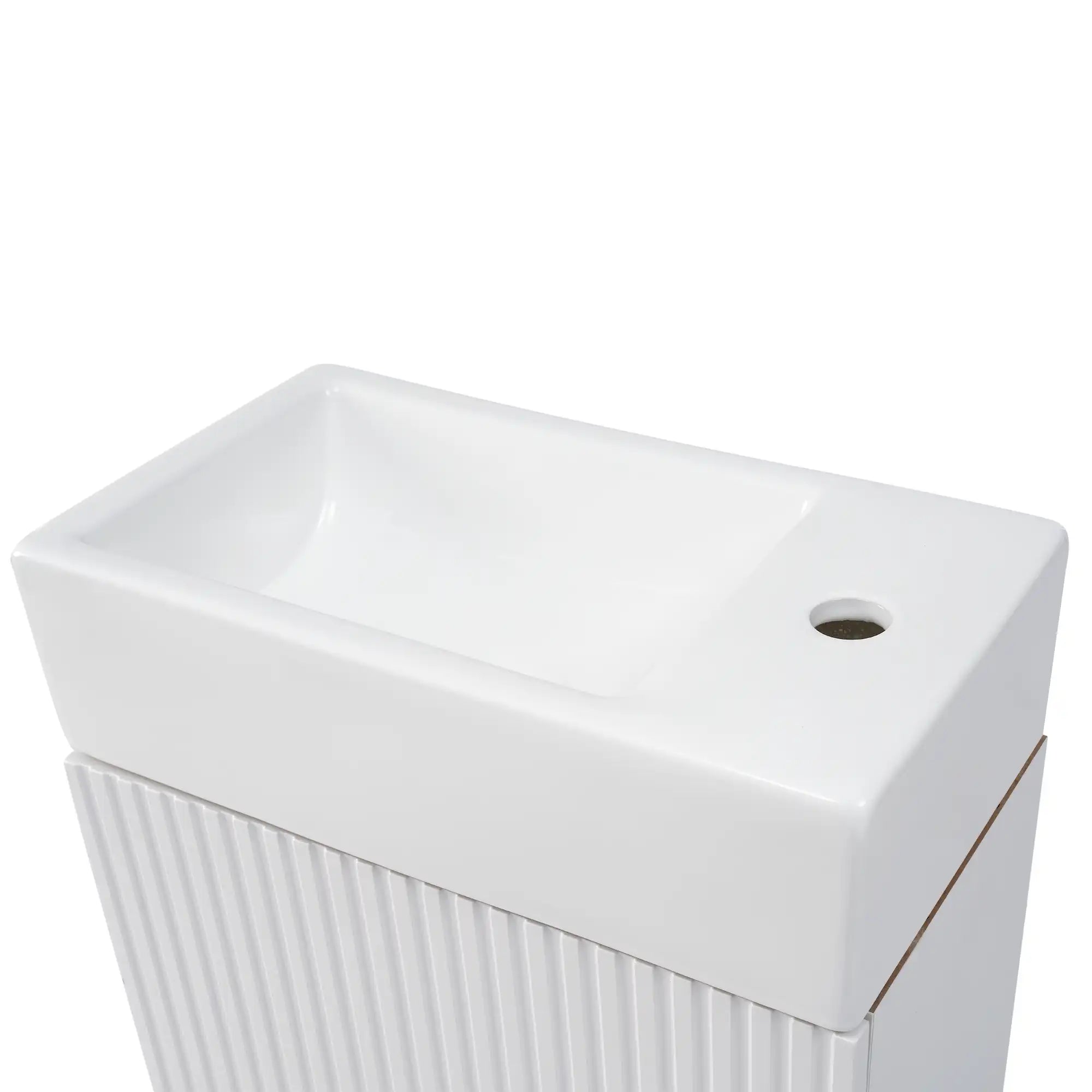 18.6" tiny vanity bathroom integrated sink detail | Ace Decor