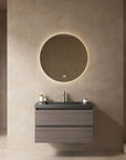 30" x 20" x 22" Modern Wall-Mounted Bathroom Vanity with Sink & Storage color: Black + Dark Walnut