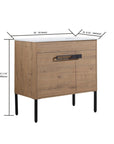 36" freestanding 36 inch bathroom vanity dimension diagram showing overall height, depth, and metal leg structure | Ace Decor