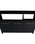 Noirline 48" bathroom vanity without sink with three-door design and gold finish metal handles.