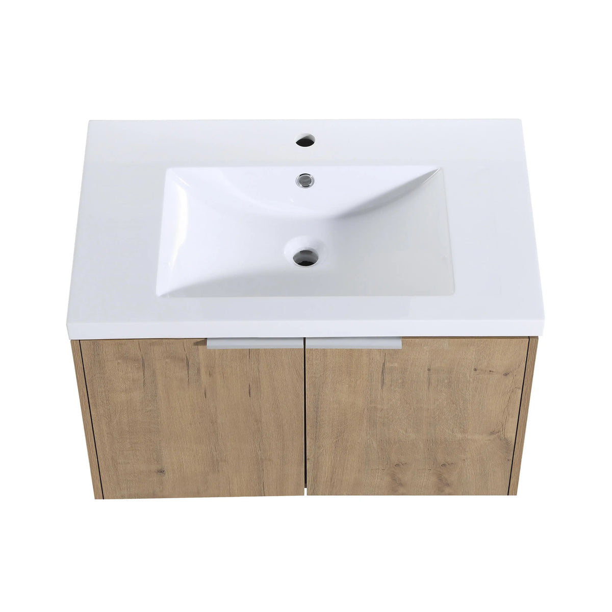 Monterey Series 30" Floating Bathroom Vanity in Imitative Oak with Integrated Sink and Double-Door Storage Cabinet