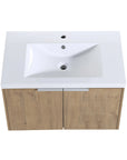Monterey Series 30" Floating Bathroom Vanity in Imitative Oak with Integrated Sink and Double-Door Storage Cabinet