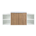 Monterey Series 48" Floating Bathroom Vanity in Imitative Oak with Double Side Cabinets and Integrated Sink