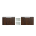 Monterey Series 72" Double Floating Bathroom Vanity in California Walnut with Side Cabinet and Integrated Sink