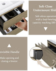 Oakmere Series 24" Natural Oak Bathroom Floating Vanity with Resin Sink & 2 Soft-Close Drawers
