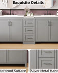 Elysian 84" Freestanding Bathroom Vanity with Double Sinks – Grey