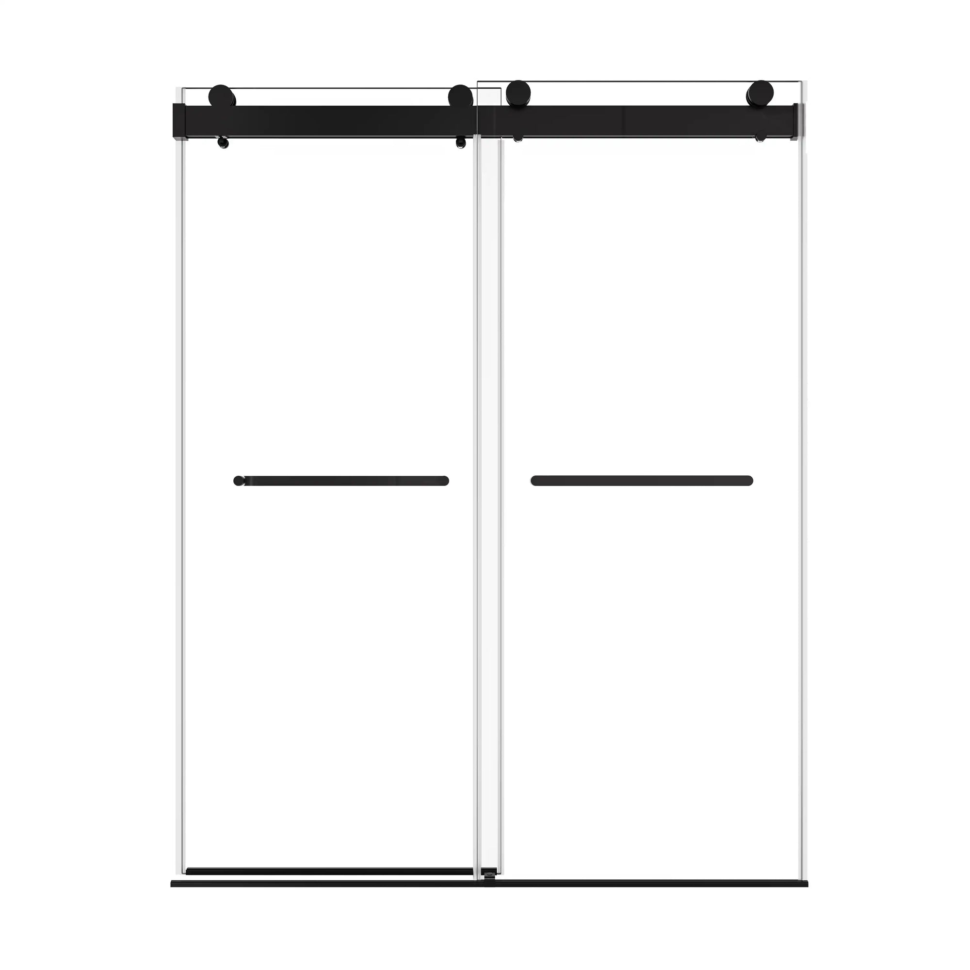 60 x 76 matte black sliding shower door front view | Ace Decor