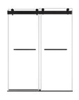 60 x 76 matte black sliding shower door front view | Ace Decor