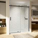 Sliding Shower Door Frameless 60 x 74 inch Color:Matte Black