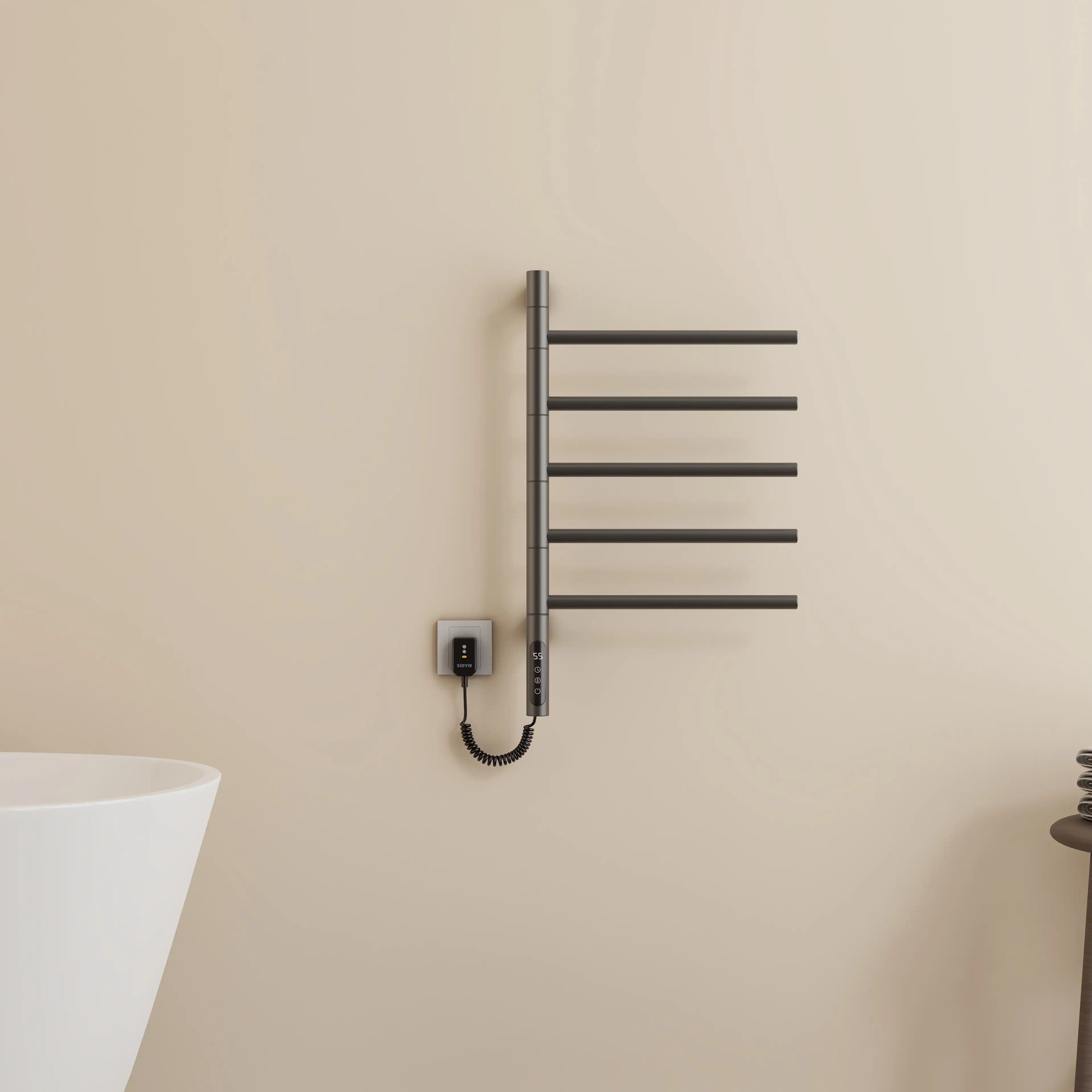 Gray Orven Series towel heater rack 16 x 27 wall-mounted with sleek modern finish | Ace Decor