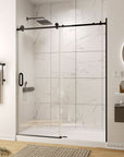 Sliding Shower Doors Stainless Steel Frameless color:Matte Black