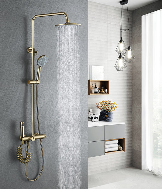 Copper Shower Faucet Set - 5-Function Handheld color:Brushed Gold
