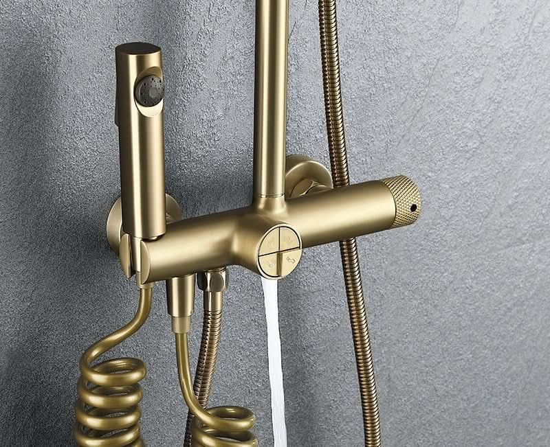 Copper Shower Faucet Set - 5-Function Handheld color:Brushed Gold