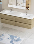 71 X 20 Modern Floating Double Sink Bathroom Vanity - Wall Mounted Storage Cabinet color: Oak