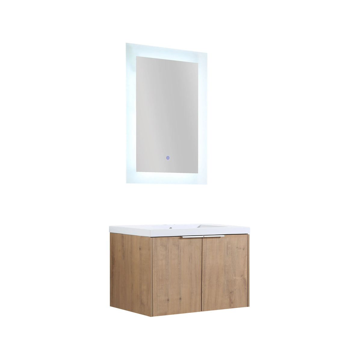Monterey Series 30" Floating Bathroom Vanity in Imitative Oak with Integrated Sink and Double-Door Storage Cabinet