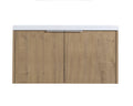 Monterey Series 36" Floating Bathroom Vanity in Imitative Oak with Integrated Sink and Double-Door Storage Cabinet