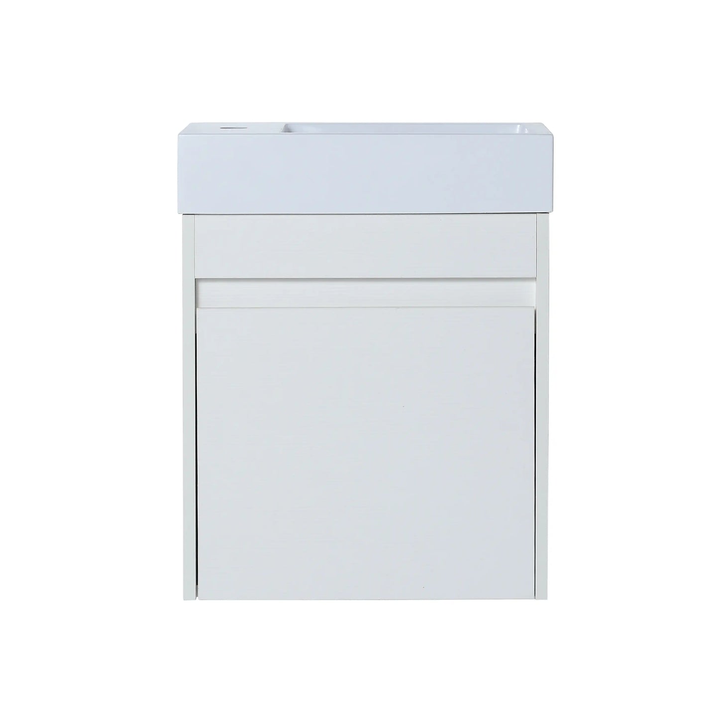 18'' Floating Bathroom Vanity with White Resin Sink & Soft-Close Door color: White Straight Grain