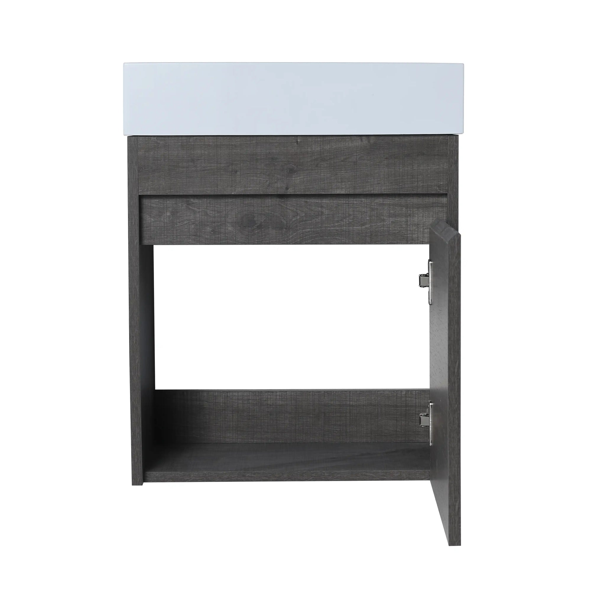Aeris Series 18" Wall-Mounted Bathroom Vanity with Integrated Sink, Plaid Grey Oak
