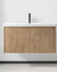 Floating Bathroom Cabinet with Sink & Soft-Close Doors - Ideal for Small Bathrooms color: Imitative Oak | size: 35 inch | combination: Separate Wash Basin