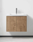 Floating Bathroom Cabinet with Sink & Soft-Close Doors - Ideal for Small Bathrooms color: Imitative Oak | size: 24 inch | combination: Separate Wash Basin