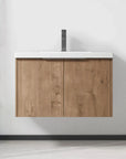 Floating Bathroom Cabinet with Sink & Soft-Close Doors - Ideal for Small Bathrooms color: Imitative Oak | size: 30 inch | combination: Separate Wash Basin