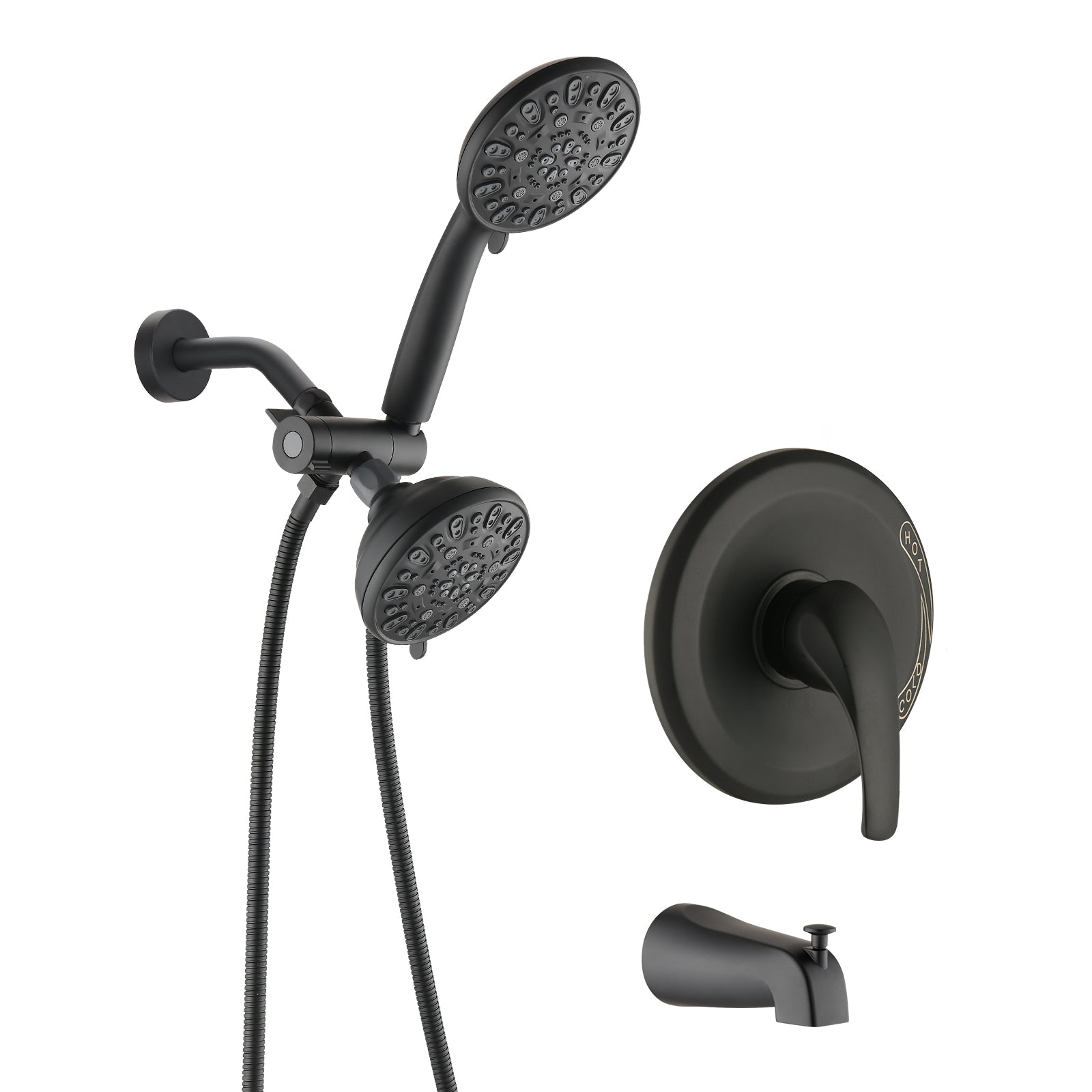 Briar 2-in-1 Dual Shower System with Tub Spout - Matte Black