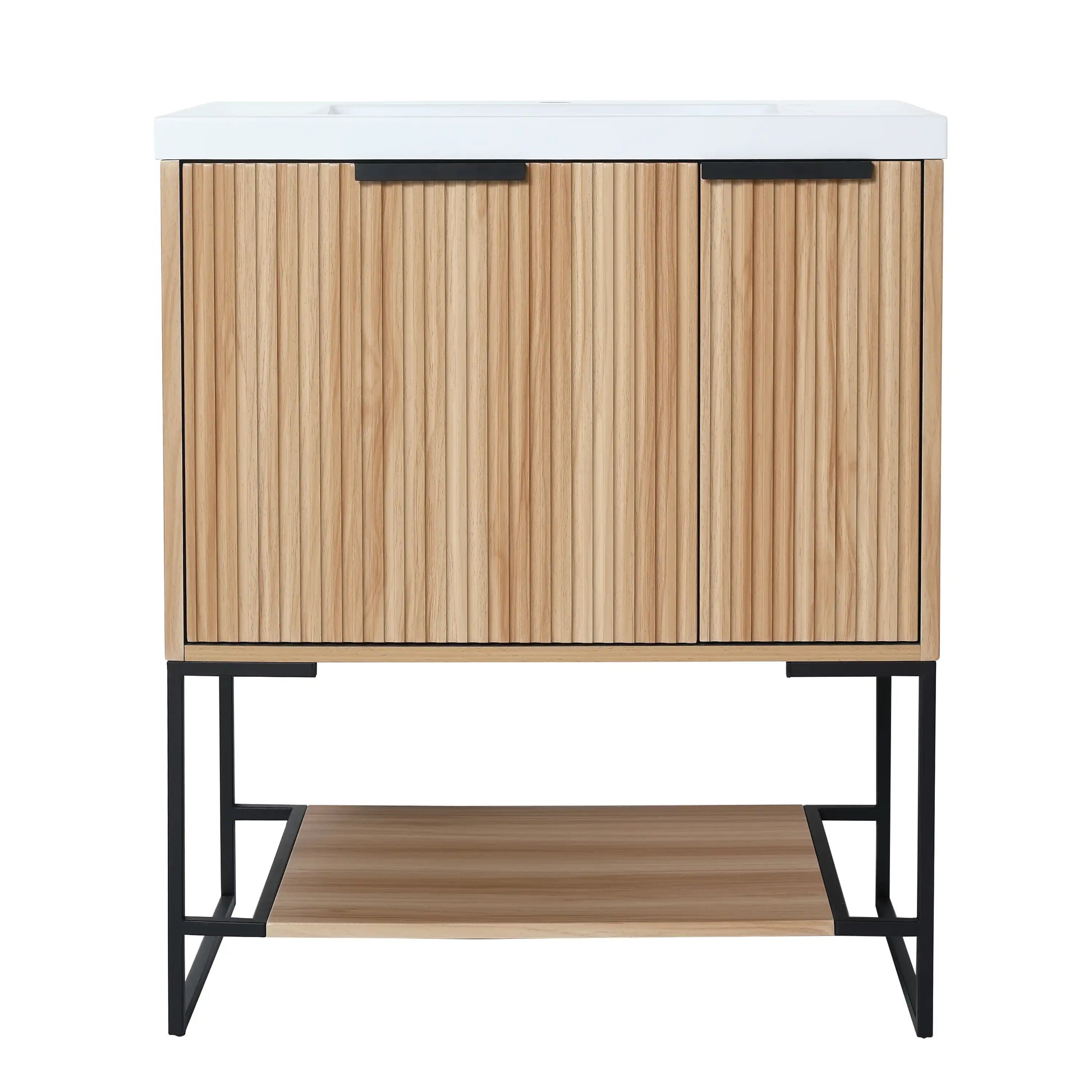 Freestanding Bathroom Vanity with Resin Basin - Modern and Elegant color: Maple