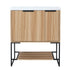 30" freestanding makeup vanity in maple with fluted cabinet doors and open shelf | Ace Decor