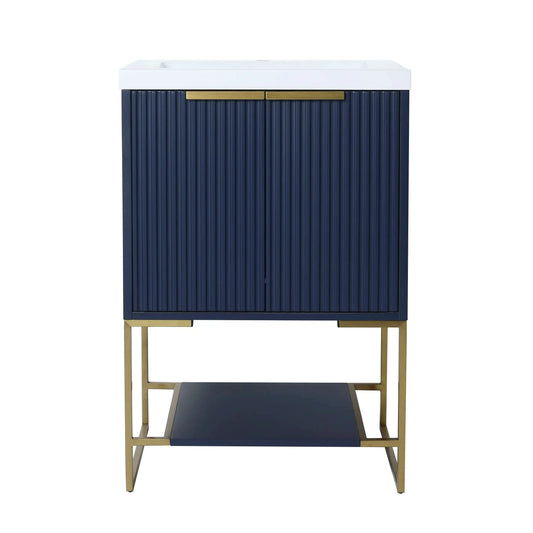 Freestanding Bathroom Vanity with Resin Basin - Modern and Elegant color: Navy Blue