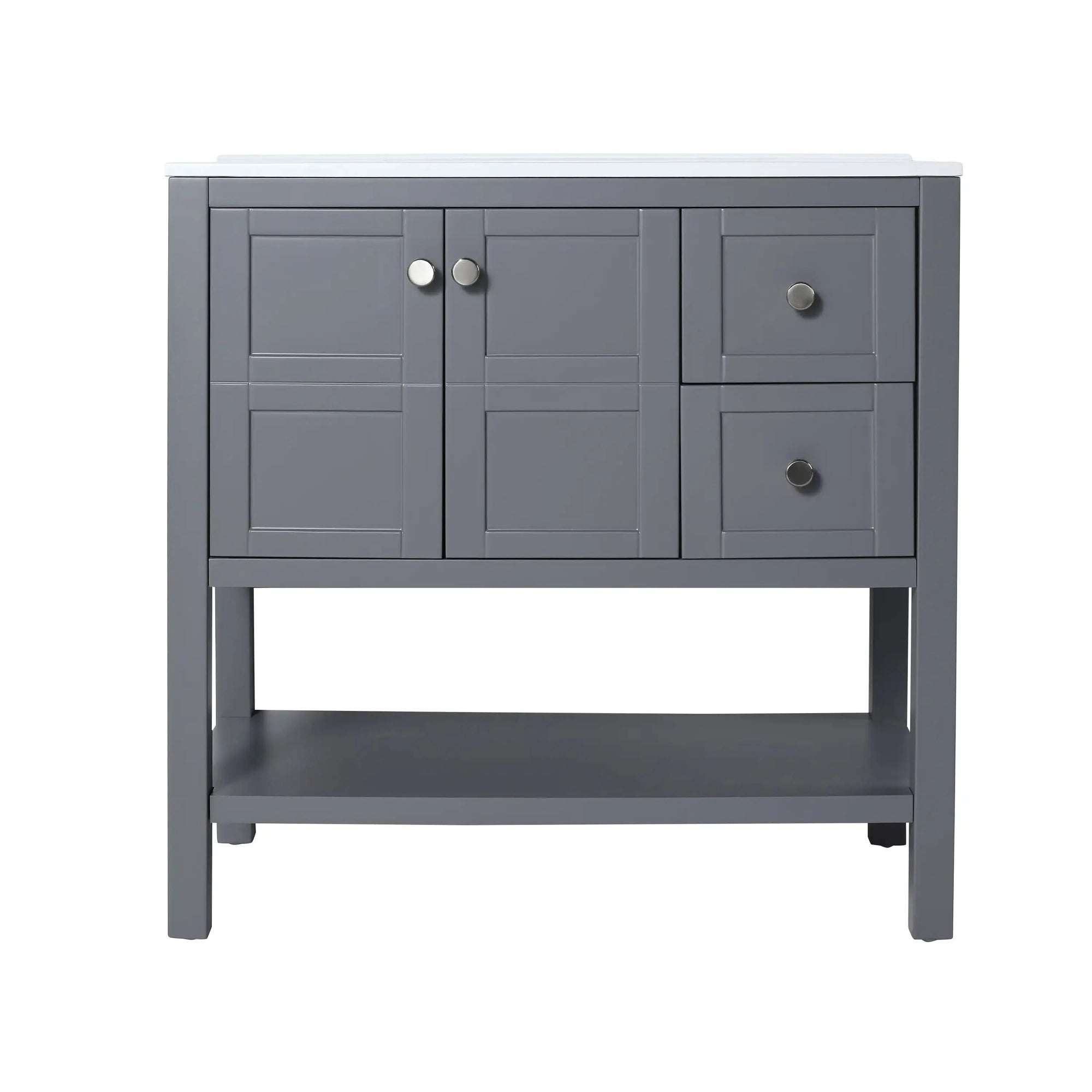 36x18 Bathroom Vanity with Soft Close Drawers & Gel Basin color: Rock Grey