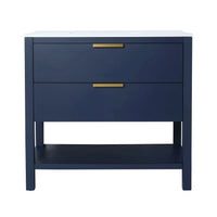 Freestanding Bathroom Vanity with Plywood and 2 Drawers color: Navy Blue
