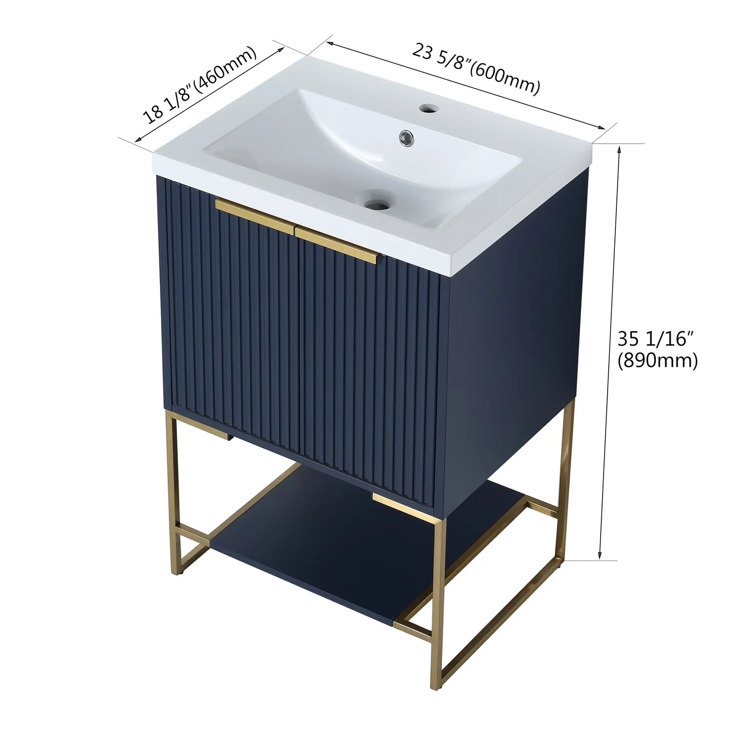 Freestanding Bathroom Vanity with Resin Basin - Modern and Elegant color: Navy Blue