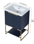 Freestanding Bathroom Vanity with Resin Basin - Modern and Elegant color: Navy Blue