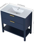 Freestanding Bathroom Vanity with Plywood and 2 Drawers color: Navy Blue