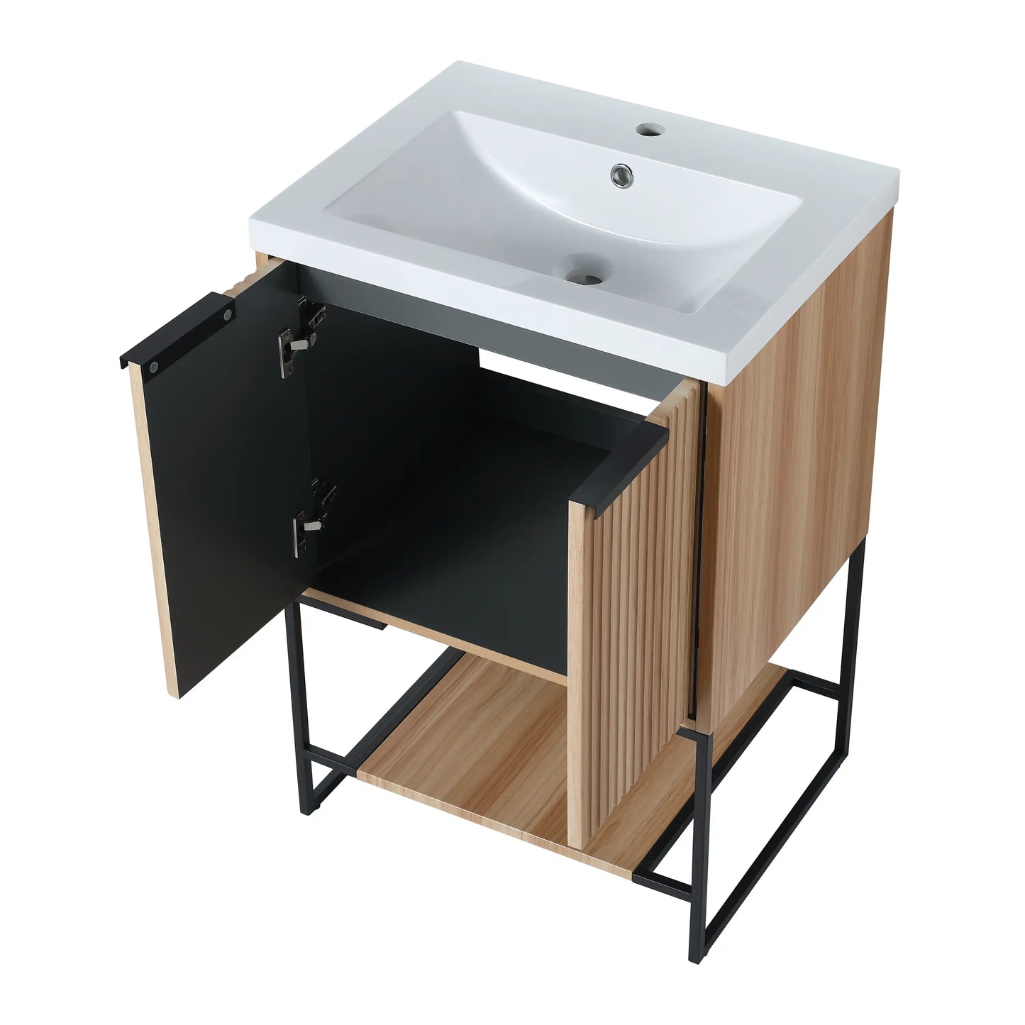 Freestanding Bathroom Vanity with Resin Basin - Modern and Elegant color: Maple