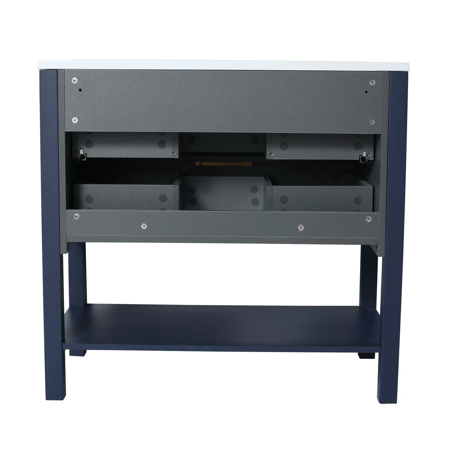 Freestanding Bathroom Vanity with Plywood and 2 Drawers color: Navy Blue