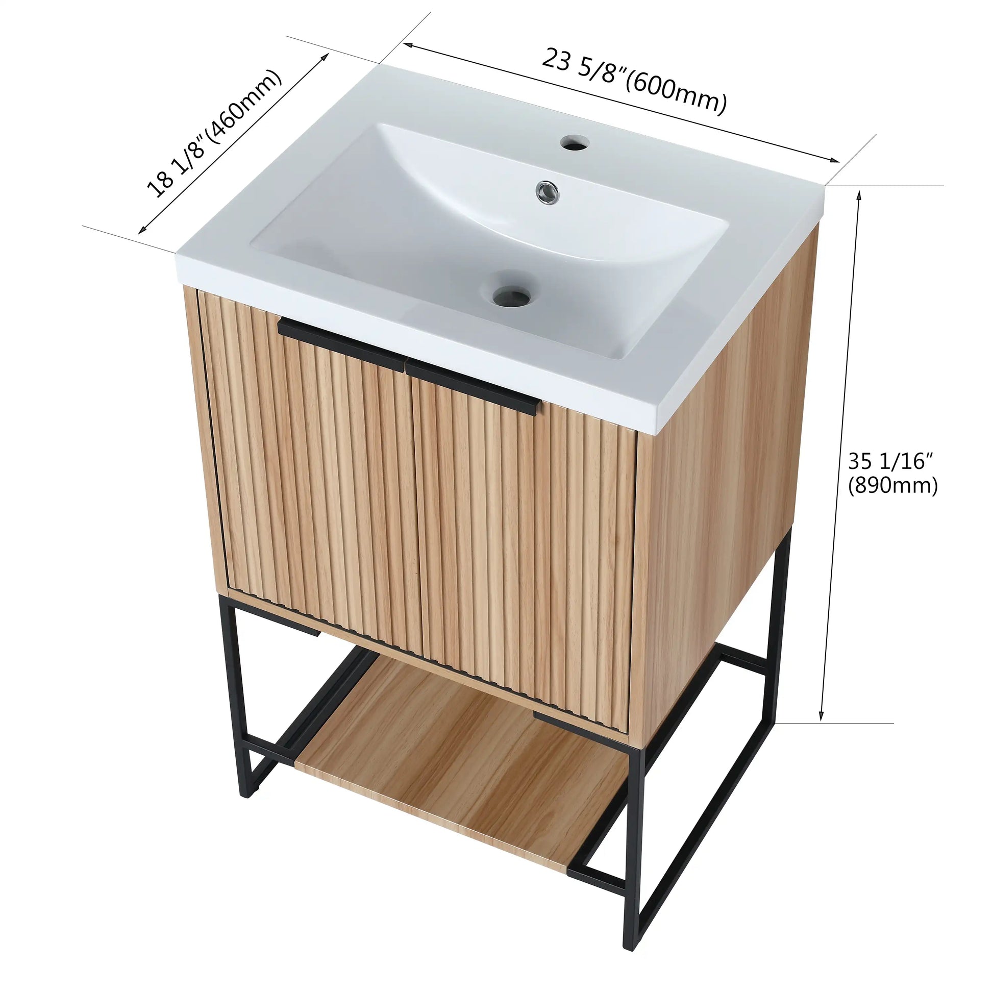 Freestanding Bathroom Vanity with Resin Basin - Modern and Elegant color: Maple