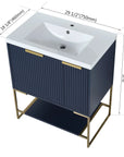 Freestanding Bathroom Vanity with Resin Basin - Modern and Elegant color: Navy Blue