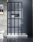 Shower Door Framed Walk-in Matte Black 16-Divided size:34*72