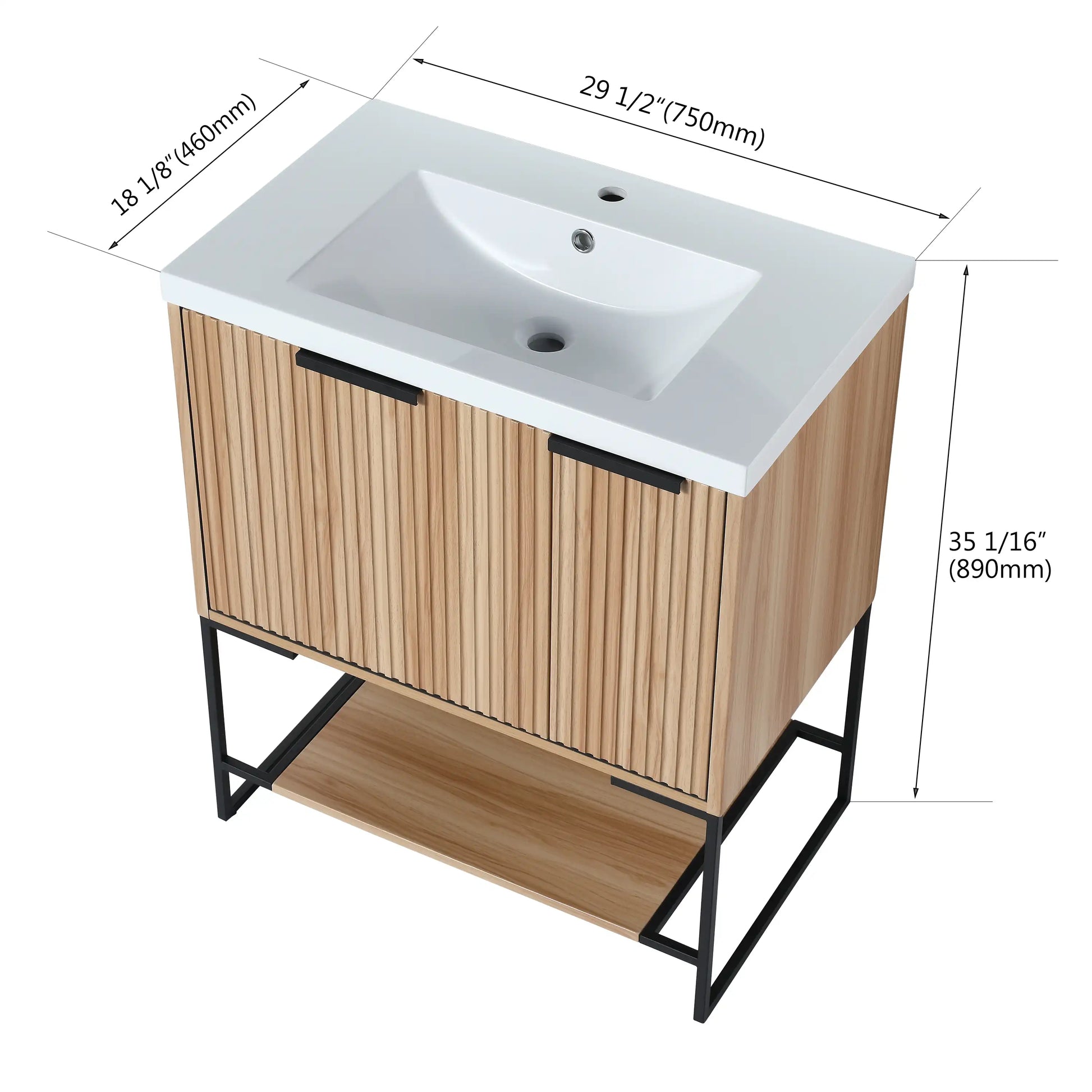 Freestanding Bathroom Vanity with Resin Basin - Modern and Elegant color: Maple