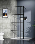 Shower Door Framed Walk-in Matte Black 16-Divided size:34*72