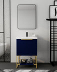 Freestanding Bathroom Vanity with Resin Basin - Modern and Elegant color: Navy Blue